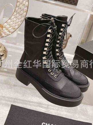 Купить Boots High end quality color matching thick soled Martin boots women's bandage round head low barrel thin small fragrance