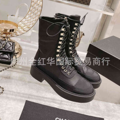 Купить Boots High end quality color matching thick soled Martin boots women's bandage round head low barrel thin small fragrance