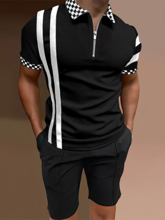 Купить man tracksuit stylish printed two piece jogger set sport polo t shirt polos summer golf shirt short sleeve tops plus size casual shirts