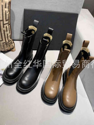 Купить Boots High end leather chimney boots children's autumn and winter thick soled long short Knight Chelsea Martin women's shoes