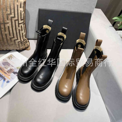 Купить Boots High end leather chimney boots children's autumn and winter thick soled long short Knight Chelsea Martin women's shoes