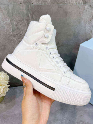 Купить Boots Platform Triangular Label Shoes Small White Sneakers High Top Casual Women Fashion Street Pats Flat Ankle Size 35-40 1JLR