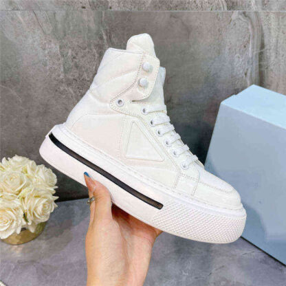 Купить Boots Platform Triangular Label Shoes Small White Sneakers High Top Casual Women Fashion Street Pats Flat Ankle Size 35-40 1JLR