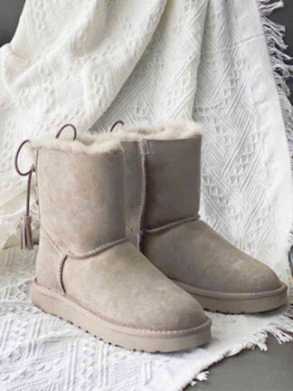 Купить Boots fashion snow boots fur integrated short tube warm children's winter lace up medium cotton shoes