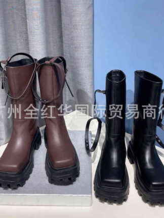 Купить Boots High end niche striped boots knee high female Knight tube slim handsome short