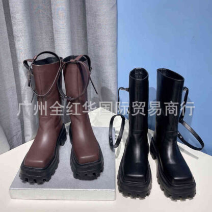 Купить Boots High end niche striped boots knee high female Knight tube slim handsome short