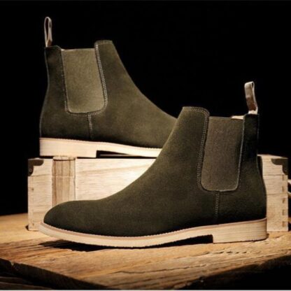 Купить High Quality Men Boots Shoes New Fashion Leather Suede Slip-on Ankle Low Heel Casual Classic Retro All-match Chelsea Boots TV804