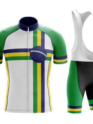 Купить 2022 Team Brazil Summer Black Cycling Short Sleeve Jersey And Bib Shorts Kit
