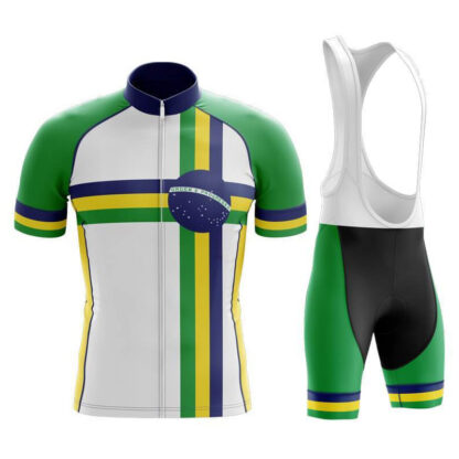 Купить 2022 Team Brazil Summer Black Cycling Short Sleeve Jersey And Bib Shorts Kit