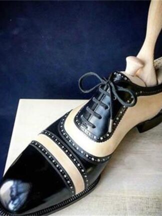 Купить Men shoes Black and White Color Matching PU Hollow Lace-up Comfortable Fashion Casual Business All-match Oxford HG124