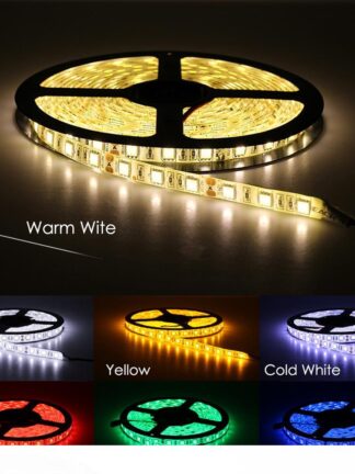 Купить 12V LED Strip 2835 Tape Flexible Diode Ribbon RGB Warm White Blue Green Red Yellow Power Waterproof Lighting 5M
