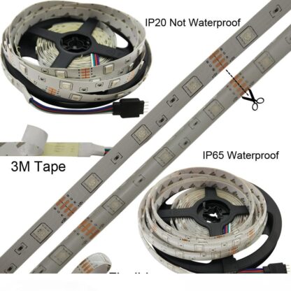 Купить LED Strip Light RGB 5050 SMD Waterproof RGB LED Tape Light emitting diode Lamp Ribbon LED Flexible Strip 12v RGB Strip Full Set