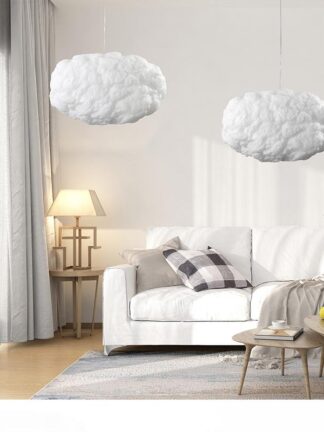 Купить Modern Creative Romantic White Silk Cotton Clouds Pendant Light White Soft Floating Hanging Light for Living room Bedroom Restaurant