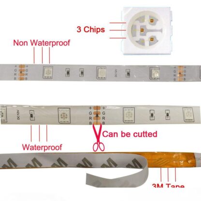 Купить 5050 SMD 5m 10m RGB LED Strip Light Flexible Led Waterproof Light Tape RGB diode LED Ribbon IR Controller Power Supply