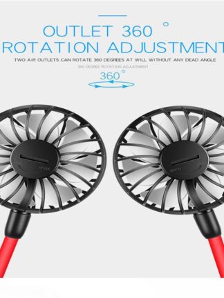 Купить 2020 A portable fan Hanging Neck Fan USB Rechargeable Neckband Lazy Neck Hands Free Hanging Dual Cooling Mini Fan Sport 360 Degree Rotating