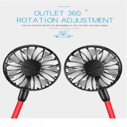 Купить 2020 A portable fan Hanging Neck Fan USB Rechargeable Neckband Lazy Neck Hands Free Hanging Dual Cooling Mini Fan Sport 360 Degree Rotating