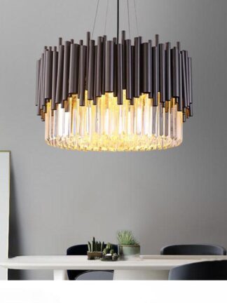 Купить Luxry black crystal chandelier fashion style living room black minimalist artist and restaurant crystal pendant lamp