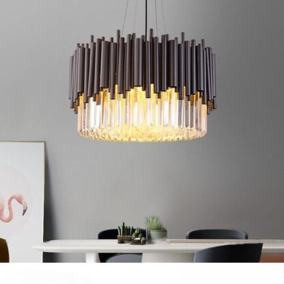 Купить Luxry black crystal chandelier fashion style living room black minimalist artist and restaurant crystal pendant lamp