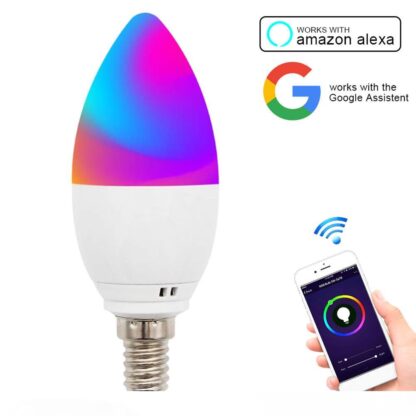 Купить Smart LED Candle Bulb Wifi 5W E12 E14 E26 E27 APP Remote Control Alexa Echo Google Home Smart Dimmable Smart Led night Bulb