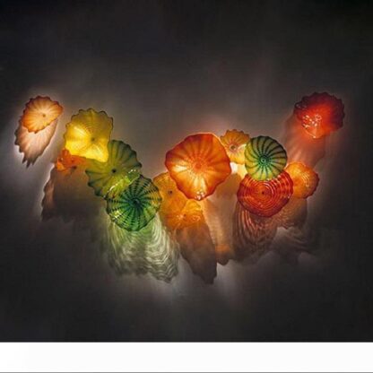 Купить Murano Glass Wall Mount Light Fixtures Blown Glass Flower Wall Lamps Art Decorative Blown Glass Wall Art Custom Made Plates Free Shipping.