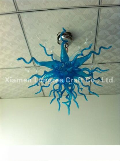 Купить Fancy Blue Crystal Chandelier Lights Modern Style Borosilicate Glass hand blown glass Chandeliers for Dining Room