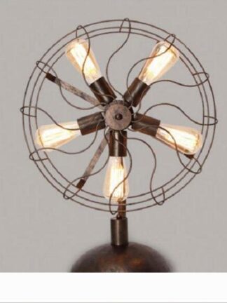 Купить Retro Industrial Style Wrought Iron Fan Table Lamp Bedroom Bedside Lamp Creative Home Decoration Desk Light