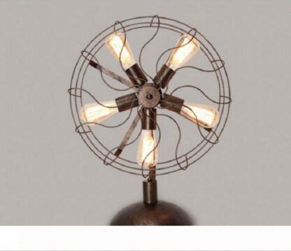 Купить Retro Industrial Style Wrought Iron Fan Table Lamp Bedroom Bedside Lamp Creative Home Decoration Desk Light