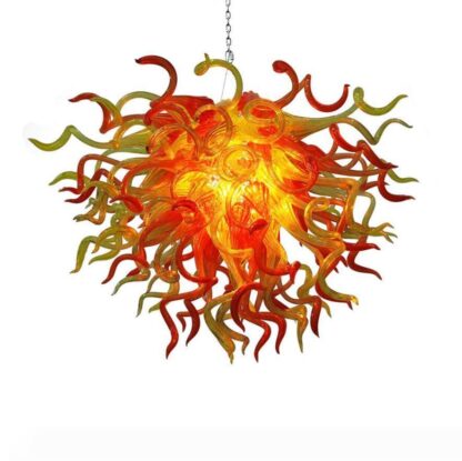 Купить Rattan Ball Lamps Red Golden LED Pendant Lamps European Style Modern Blown Glass Chandelier Lighting