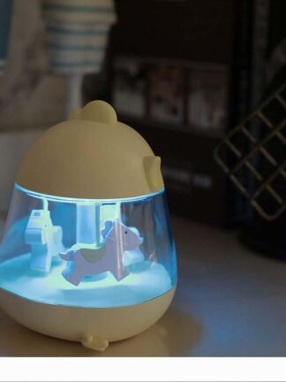Купить BRELONG Music Box Rotating Music Humidifier Night Light Desktop Decoration Lamp Children's Toy Lighting White Pink Blue