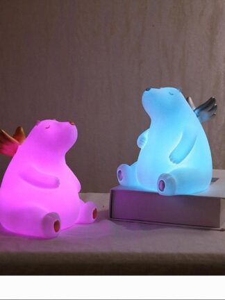 Купить Bear Night Light Silicone Night Lamp Color Light Kids Cute Night Lamp Bedroom Boy Light Gift Toy Pressure Reducer 10097