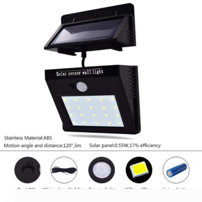 Купить BRELONG 20LED Split Solar Light Outdoor Waterproof Motion Sensor Wall Light with Automatic On Off Garden Deck Courtyard Garden White light