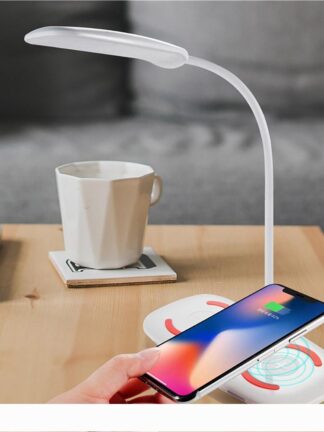 Купить BRELONG 360 degree bending dual mobile phone wireless charging desk lamp white for office