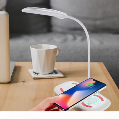 Купить BRELONG 360 degree bending dual mobile phone wireless charging desk lamp white for office