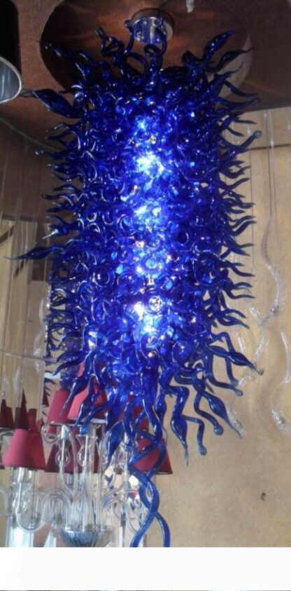 Купить Free Shipping AC Led Bulbs 120v 240v Hall Lamp Blue Blown Murano Glass Dining Pendant Light