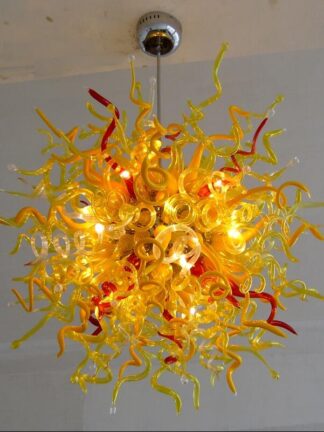 Купить Yellow Ball Lamps 100% Hand Blown Glass Chandelier Lightings LED bulbs Chandeliers indoor home Livingroom Decoration