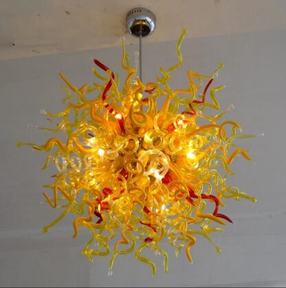Купить Yellow Ball Lamps 100% Hand Blown Glass Chandelier Lightings LED bulbs Chandeliers indoor home Livingroom Decoration