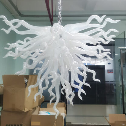 Купить Modern Chain Pendant Lamps blown chandelier Pendants Lights Fixture White Color 24 Inches Restaurant Cafes Pub Home Indoor lamparas