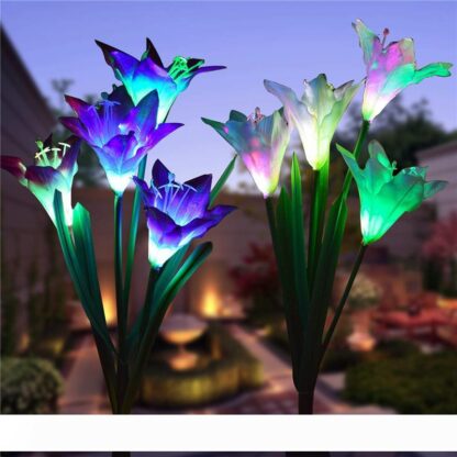 Купить Solar Garden Stake Lights LED Lily Flower Lights Multi-Color Changing Landscape Decorative Lamp IP55 for Garden Patio