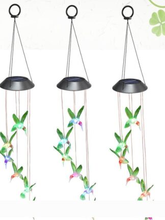 Купить Humming Bird LED Solar Light Romantic Windbell Lights Wind Chime Light String Lamp Color Changing for Patio Yard Decor