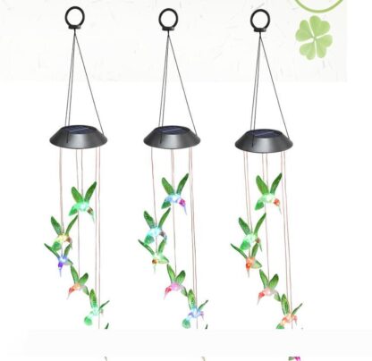 Купить Humming Bird LED Solar Light Romantic Windbell Lights Wind Chime Light String Lamp Color Changing for Patio Yard Decor