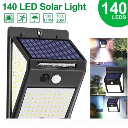 Купить 140 Led Solar Outdoor Motion Sensor Lights 3 Mode Sensor Wall Light Waterproof Solar Lamp Solar Powered Sunlight Garden Decoration