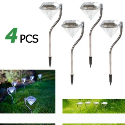 Купить Edison2011 4pcs lot Waterproof Outdoor Led Solar Power Lawn Lamp Light Diamonds LED Solar Spot Lamp for Garden Decoration