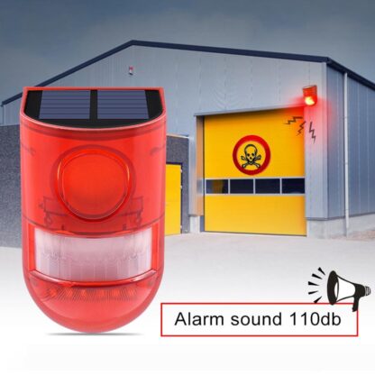 Купить Solar Alarm Lamp 110db Warning Sound 6led Red Light IP65 Waterproof Motion Sensor Caution Lights For Warehouse Secret Place Wall