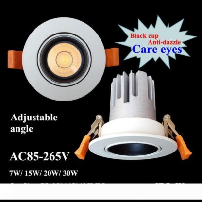 Купить LED Downlight COB 15W 20W 30W AC85-265V Recessed Ceiling Lamp Cut 70 90mm Energy Saving Lighting Wall Wash Spotlight with CE Driver
