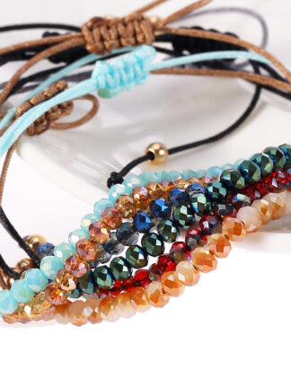 Купить Simple Design Promotional Gift New Fancy Colorful Crystal Beads Link Bracelet Adjustable Lucky Rope Friendship Jewelry Bracelets