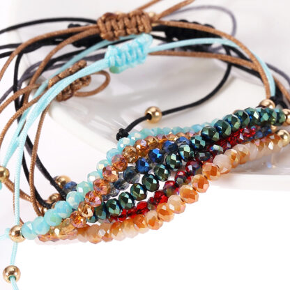 Купить Simple Design Promotional Gift New Fancy Colorful Crystal Beads Link Bracelet Adjustable Lucky Rope Friendship Jewelry Bracelets