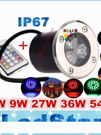 Купить 12V 9W Led RGB Underground Light Deck Lamp Outdoor IP67 Buried Recessed Floor Lights Warm Cold White Red Blue Green With Remote Controller