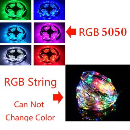 Купить 5M 10M 15M RGB LED Strip String Light Waterproof Fiexble Light Led Ribbon Tape 5050 Led Lamps With Power Plug Controller