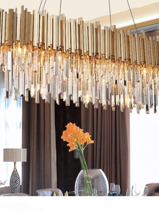 Купить Modern crystal ceiling chandelier lighting Ellipse gold LED chandeliers Luxury decoration lighting fixtures for home restaurant