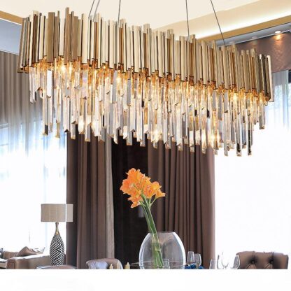 Купить Modern crystal ceiling chandelier lighting Ellipse gold LED chandeliers Luxury decoration lighting fixtures for home restaurant